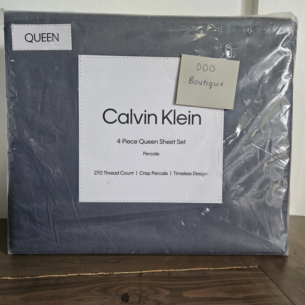 Calvin Klein Gray Queen Sheet Set